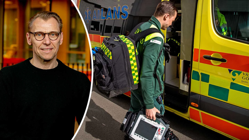 Glenn Larsson och en bild från ambulans